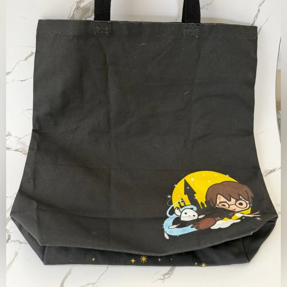 Harry Potter Sorcerer’s Stone Kawaii Tote Bag Black Reusable Book Bag